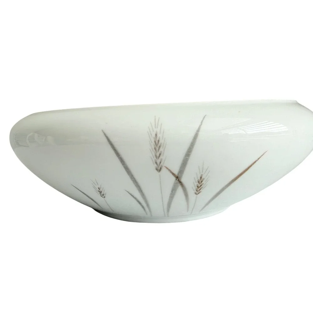 Platinum Wheat Serving Bowl Fine China 8.5 Inch White Elegant Japan MCM Decor